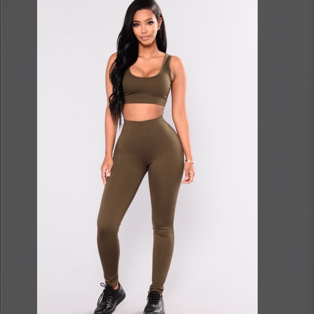 Fashion Nova Bondic II Lounge set Olive Green
